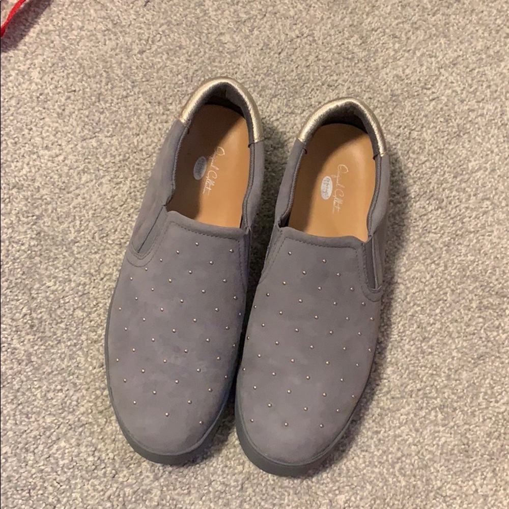 Gray Suede with Silver Circle Studs “Dr. Scholls”